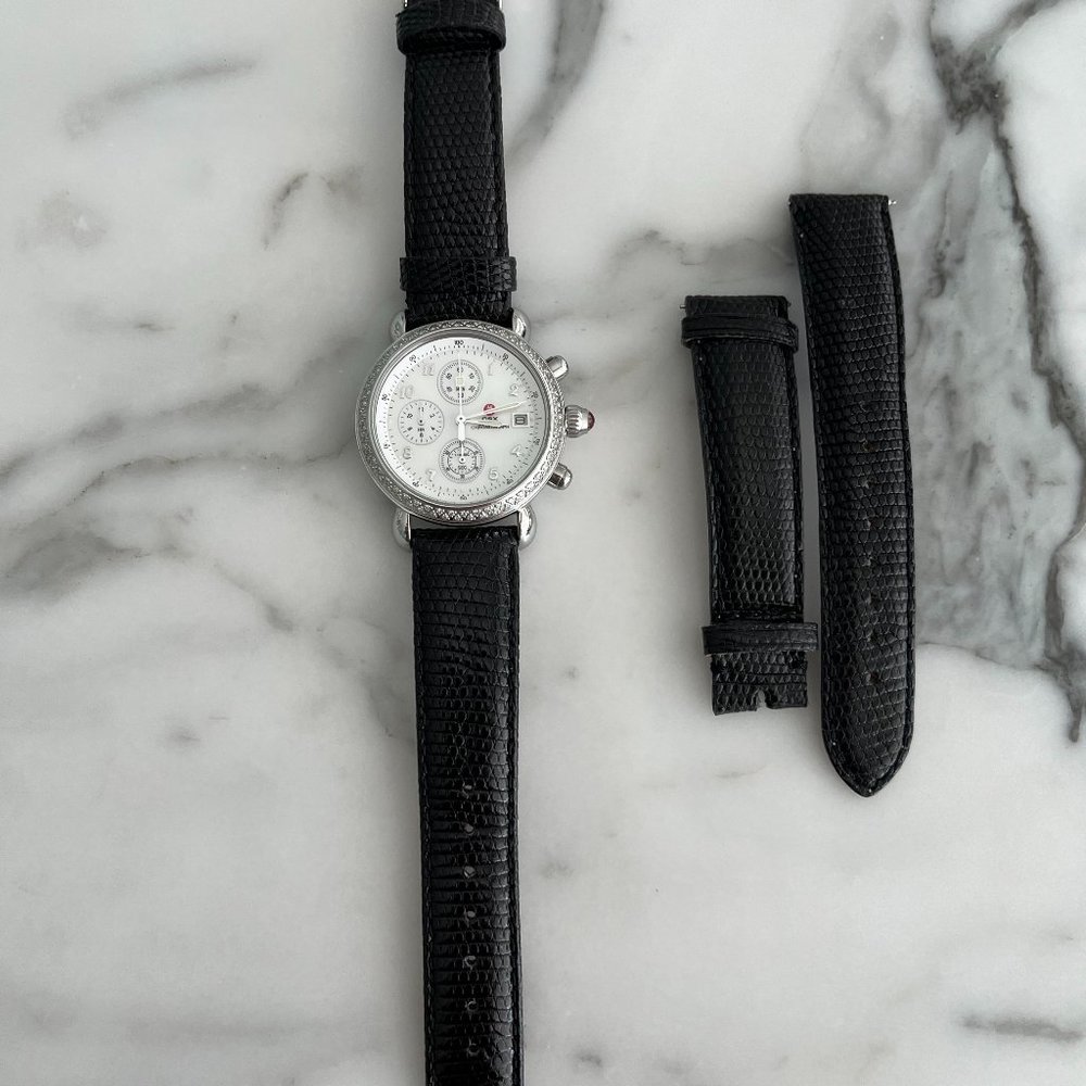 Michele Stainless Steel and Diamond Watch